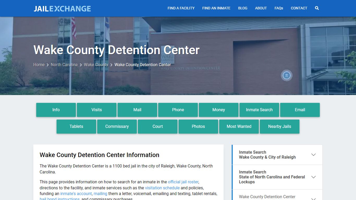 Wake County Detention Center, NC Inmate Search, Information - Jail Exchange